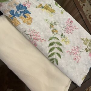 blossom white chikankari 2 piece unstitched suit – shirt & trouser